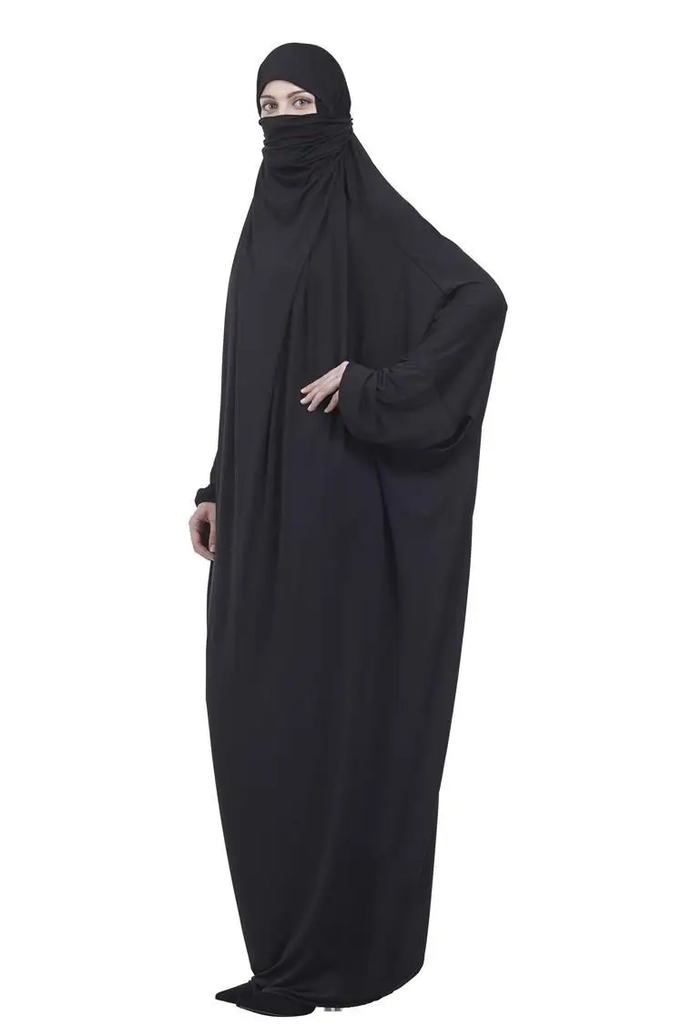 Muslim Women Maxi Prayer Abaya Full Cover Dress Robe Kaftan Arab Hooded Islamic Burqa Khimar Veil Niqab Loose Jilbab Middle East