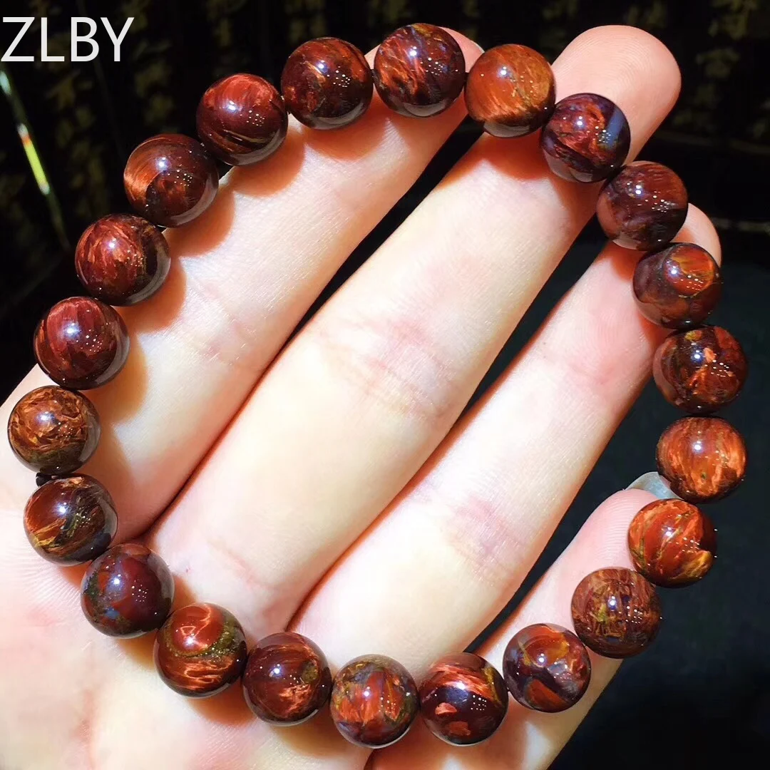 

B13777 9mm Natural Crystal Namibia Pietersite Red Beads Stone Round Bead Bracelets Man Women