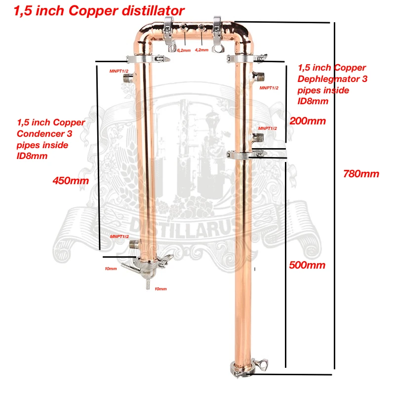 NEW 1,5" Copper distiller. Reflux tower . Copper moonshine