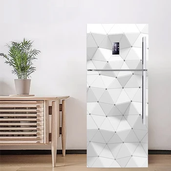 

YBX026 Vivid Effect Geometry Pattern Fridge Sticker PVC Refrigerator Door Kitchen Self-adhesive Wall Stickers Decor
