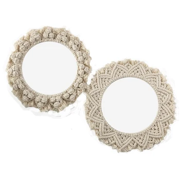 

Nordic Ins Wind Hand-Woven Mirrors Model Room Decoration Vanity Mirror Bedroom Wall Mirror Decorative Mirrors R1626