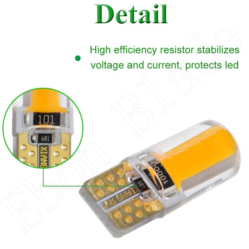 2 X Желтый Янтарный светодиодный T10 W5W COB Автомобильный светодиодный светильник ing габаритный фонарь внутренний боковой светильник Предупреждение ющий парковочный габаритный лампочка светильник s 12V авто