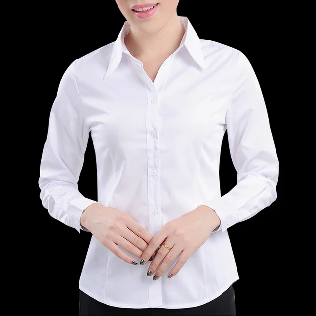 White shirt female work wear women's long sleeve shirt business formal