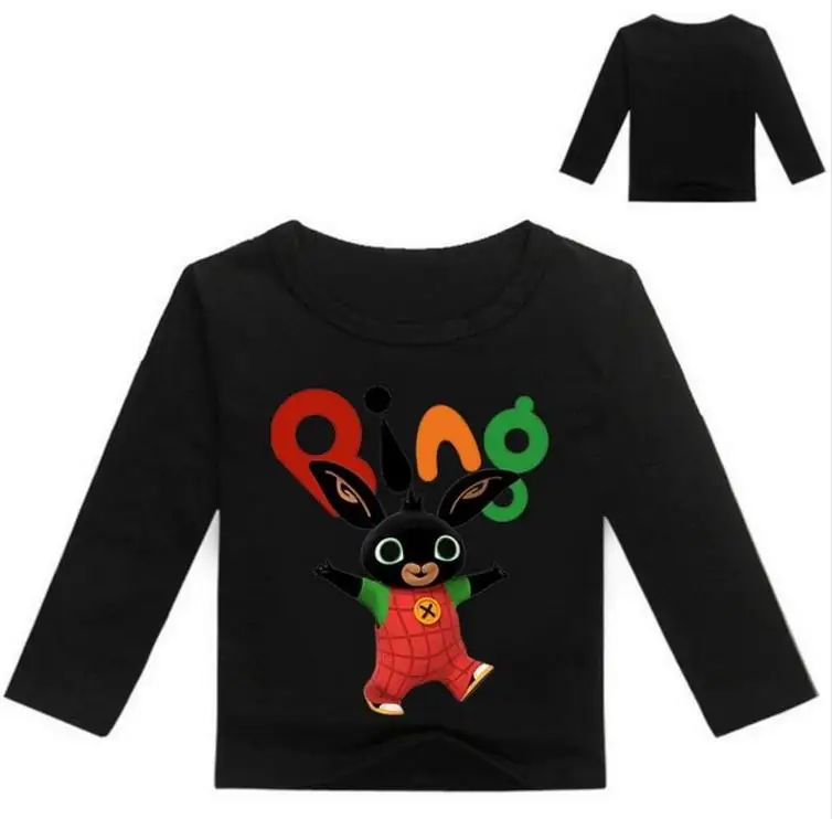 Весенне-осенняя одежда для детей Детские футболки для мальчиков и девочек, футболки с длинными рукавами и рисунками из мультфильмов топы для малышей, Детская футболка с кроликом Bing - Цвет: style 19