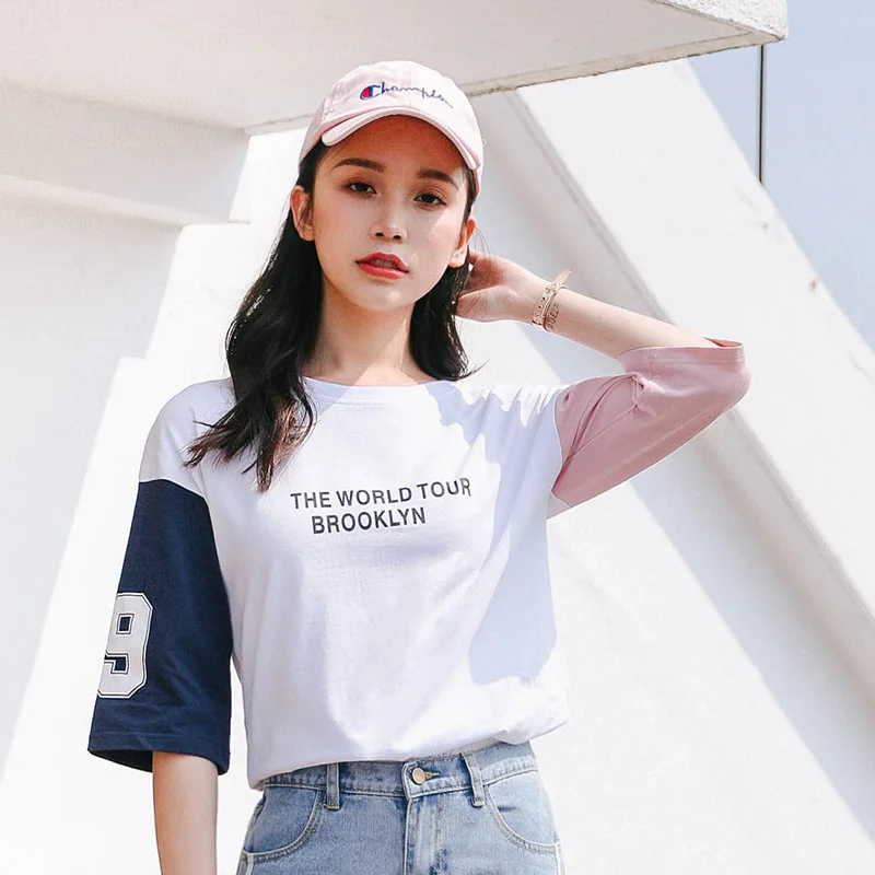 

Korean Ulzzang Tops T Shirt for Women Summer 2018 Harajuku Kawaii Half Sleeve Top Tshirt Schoolgirl Preppy Style Clothes Tumblr
