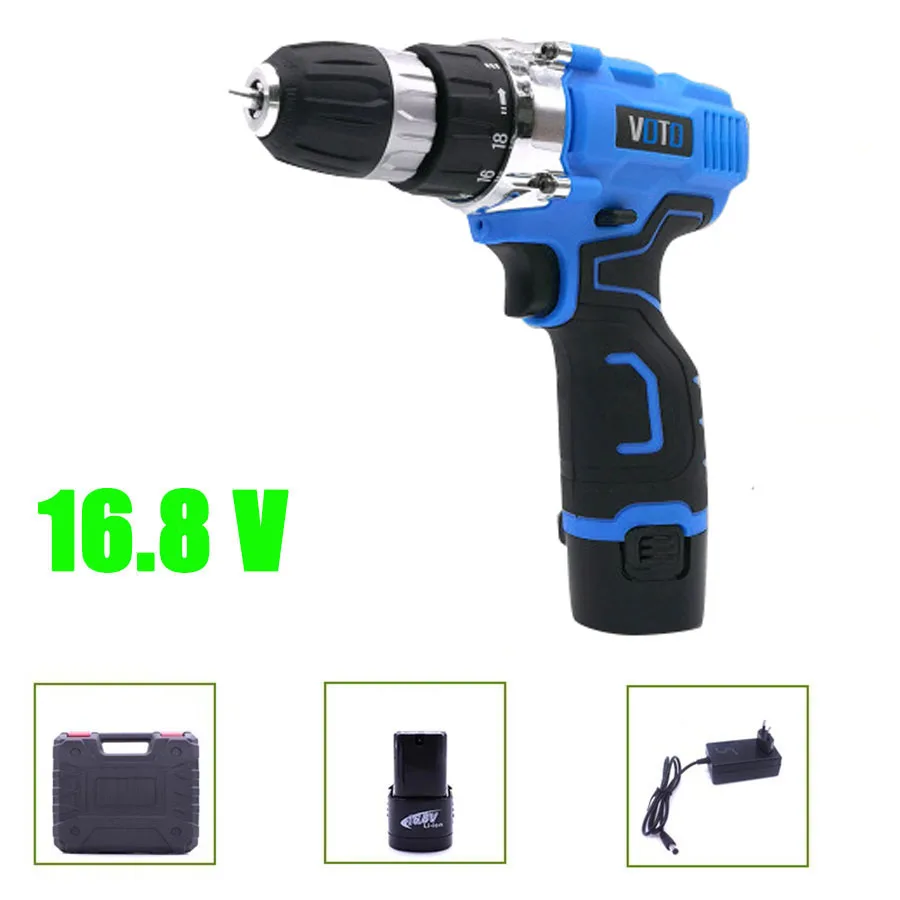 

VOTO V6 Battery Rechargeable Cordless Drill Electric Screwdriver Set Lithium Power Tools Screw Gun Driver 16.8V Blue With Case
