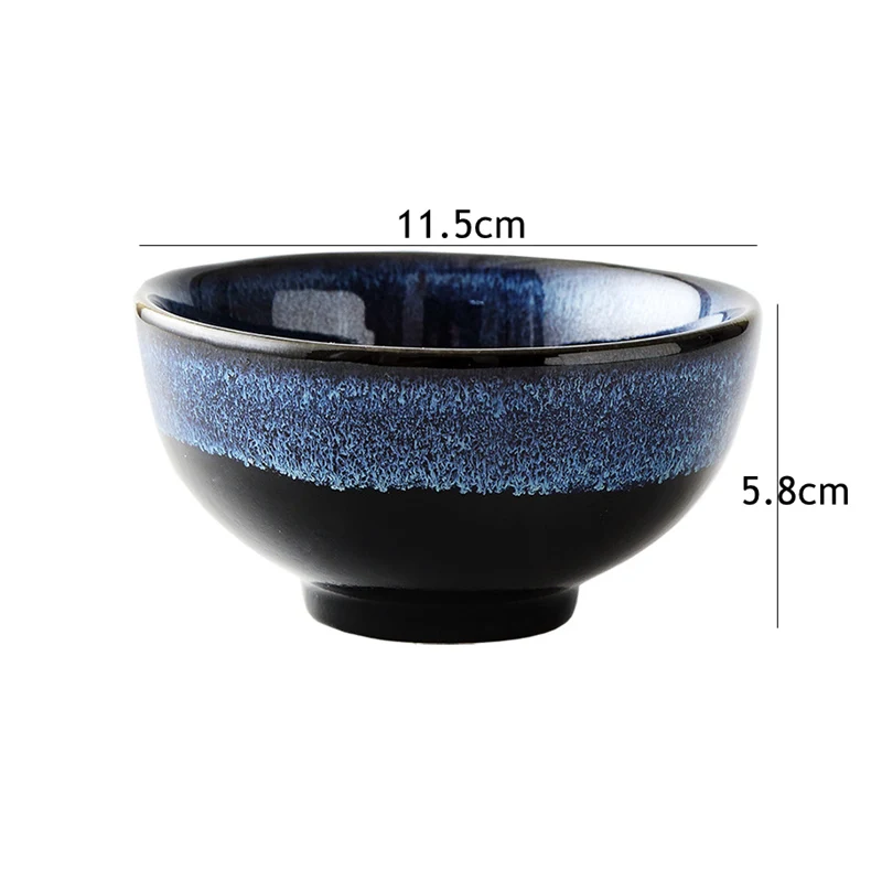 1 шт. Синяя Керамическая обеденная миска с дизайном кошачий глаз, миска для риса, круглая миска для супа и лапши, кухонная посуда для завтрака 4,5/8,5 дюйма - Цвет: Small