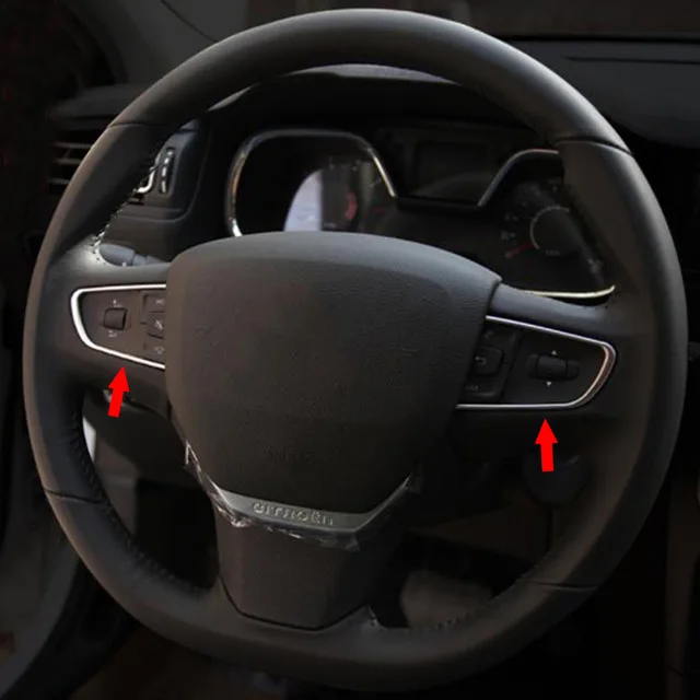 

Stainless Steel For Citroen C4 Car Steering wheel Decoration Button Cover Trim Car Accessories styling decoration Stickers 2pcs