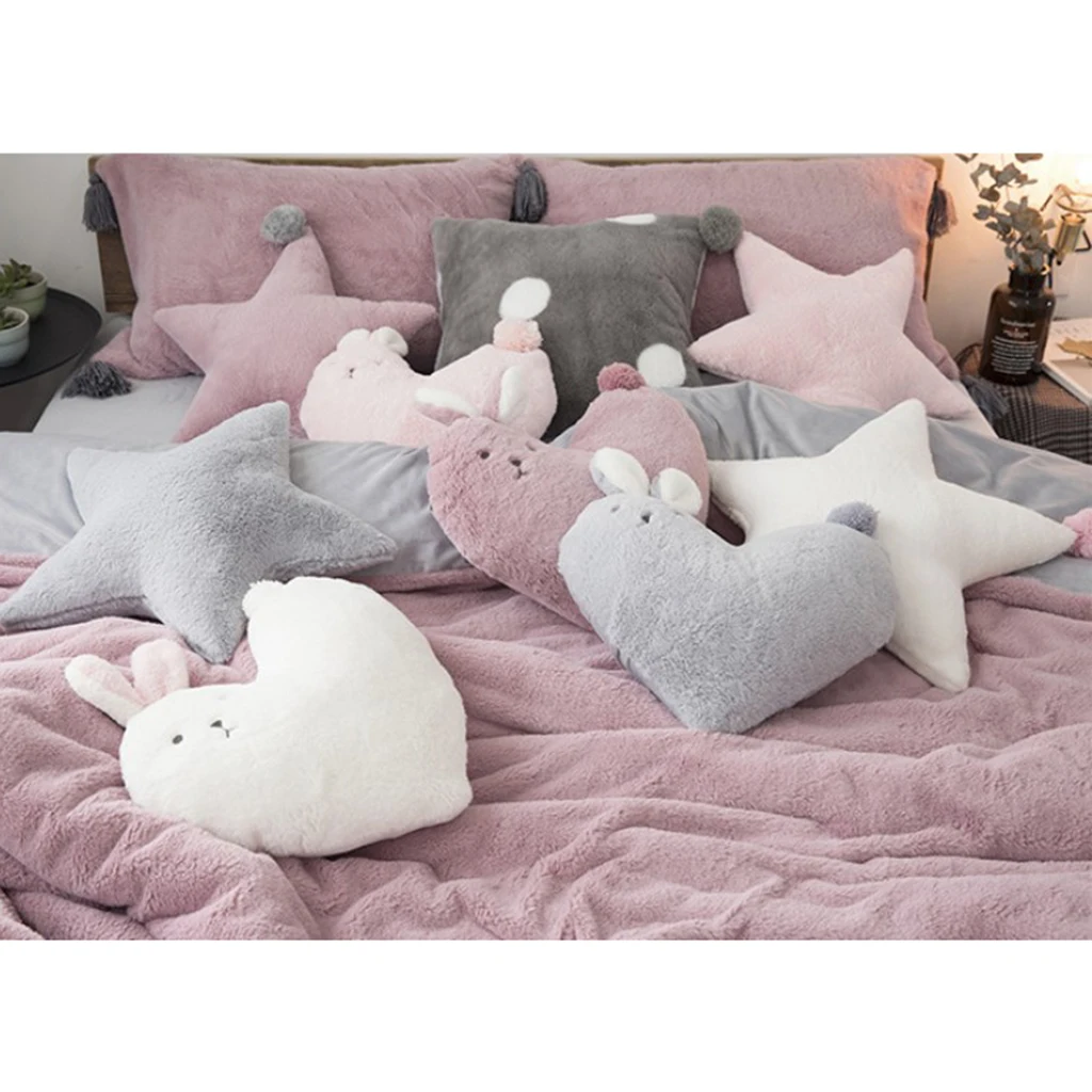 Cute Baby Crib Plush Pillow Home Decor Cushion Doll Toy Home Bed Room Interior Decoration Bath Pillow Heart Shaped and Stripe 