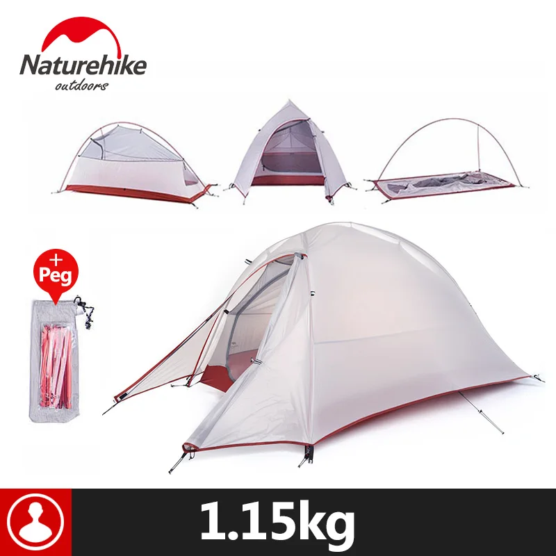 

Naturehike Outdoor Camping Tent For 1 PersonUltralight 20D Silicone Fabric Double layer Rainproof 210T Plaid Fabric Beach Tent