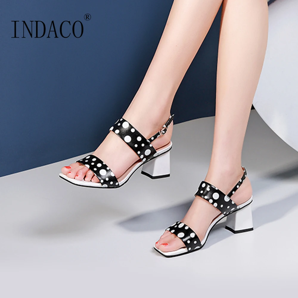 

Women Shoes Summer 2019 Sweet Round Point White Sandals Open Toe Block Heels