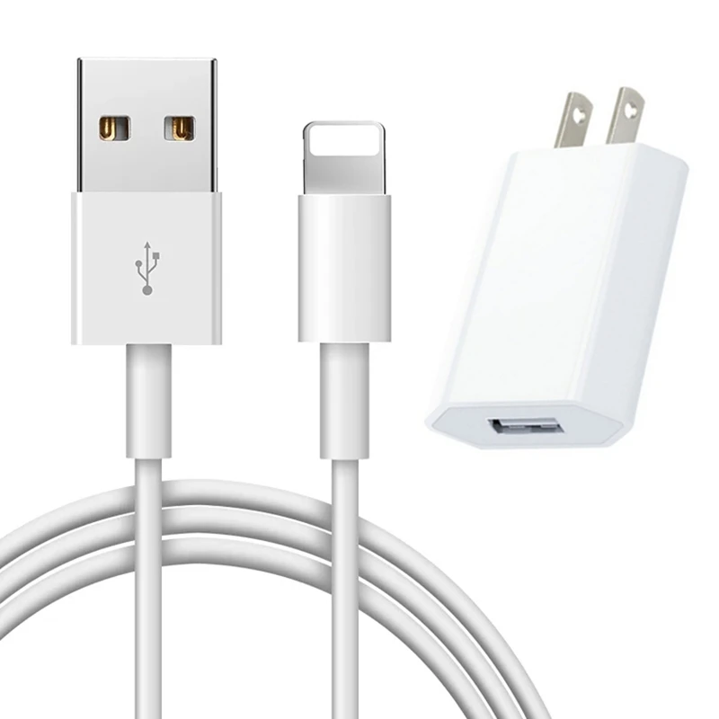 Комплект USB зарядный кабель для iPhone 6S 6 7 8 Plus X XS Max XR 5 5S 1 м USB зарядный кабель+ USB настенное зарядное устройство EU/US адаптер для iPad - Тип штекера: US Charger and Cable