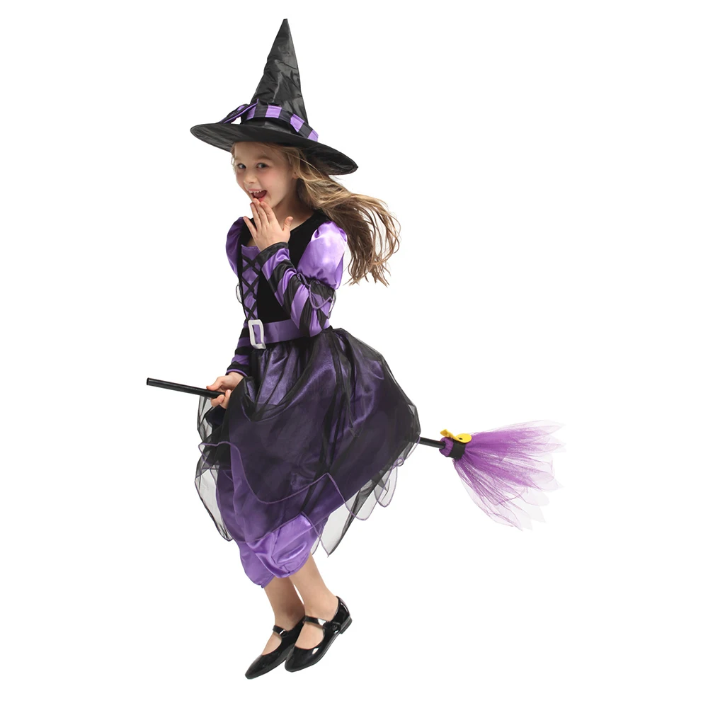 Фантазии костюм ведьмы для девочек на Хэллоуин Fairy Tail ведьмы Косплэй для детей Карнавальные роль вечернее изящное платье