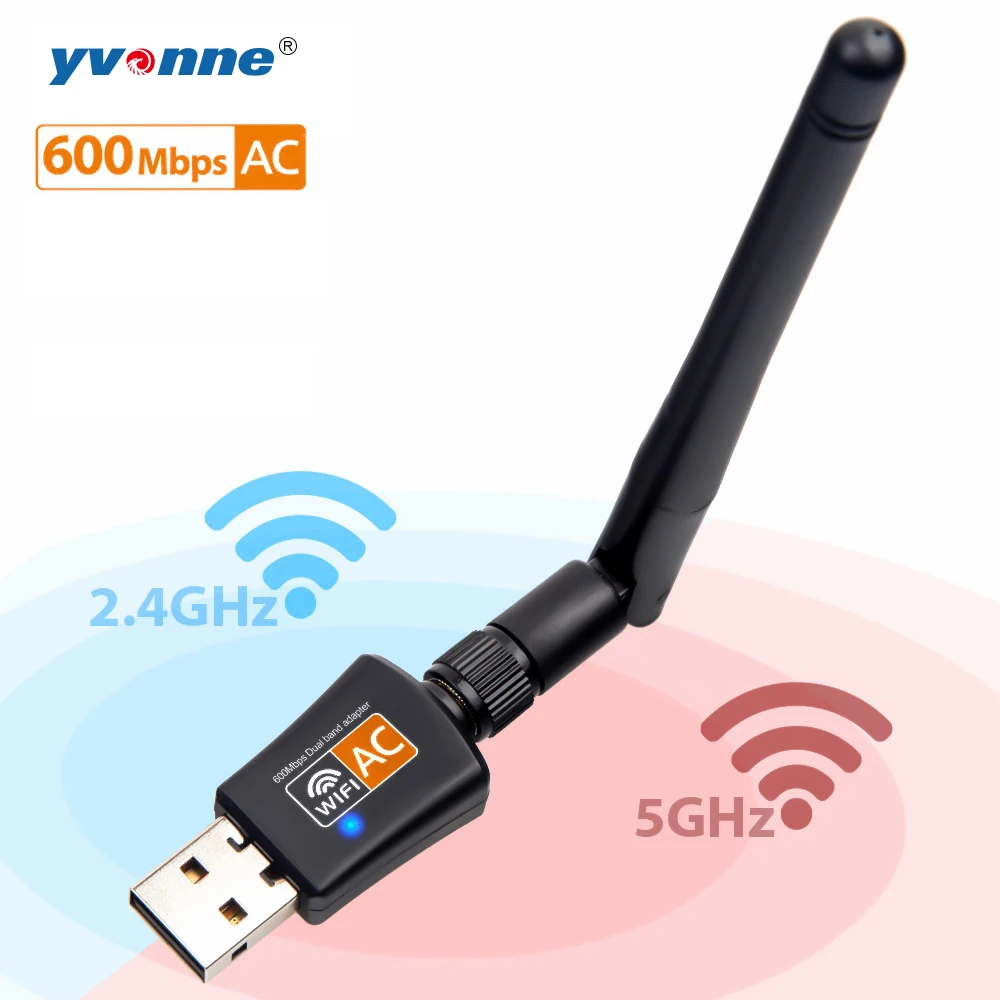 Беспроводной USB WiFi адаптер 600 Мбит/с Антенна PC сетевая карта двухдиапазонный 2 4 + 5 8