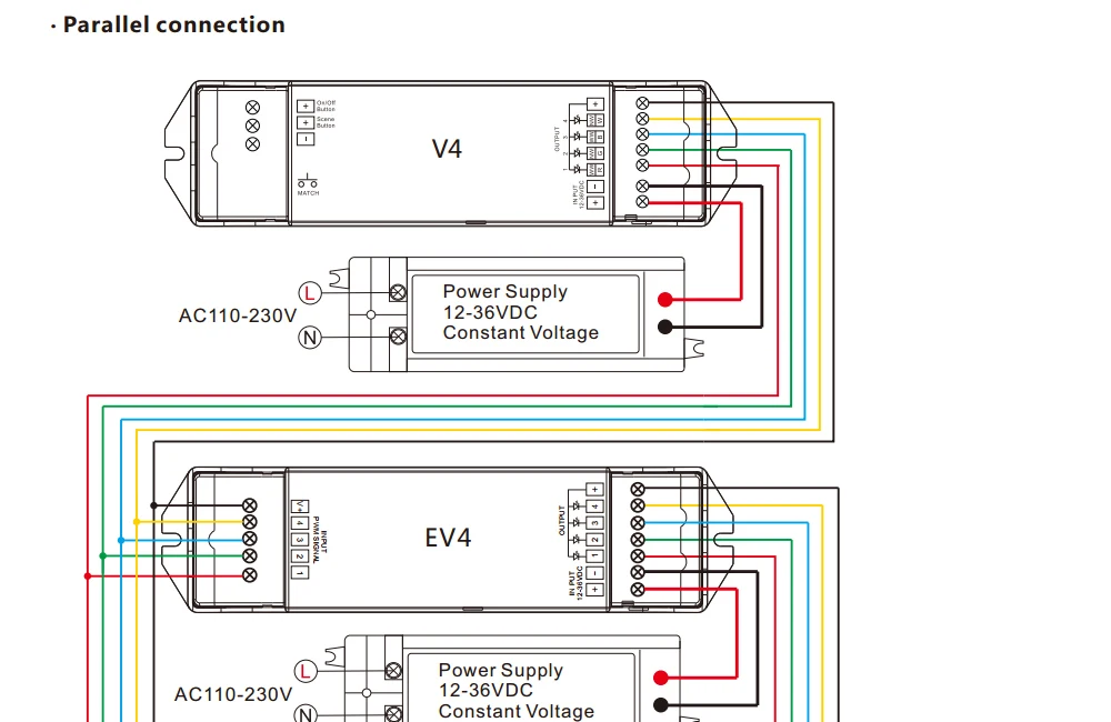 ШИМ усилитель мощности EV1 EV4 RGB светодиодный Усилитель RGBW 5 В 12 В 24 В 36 В EV3 Ctronller один Цвет усилитель 12 вольт 1CH 3CH 4CH EV4-X