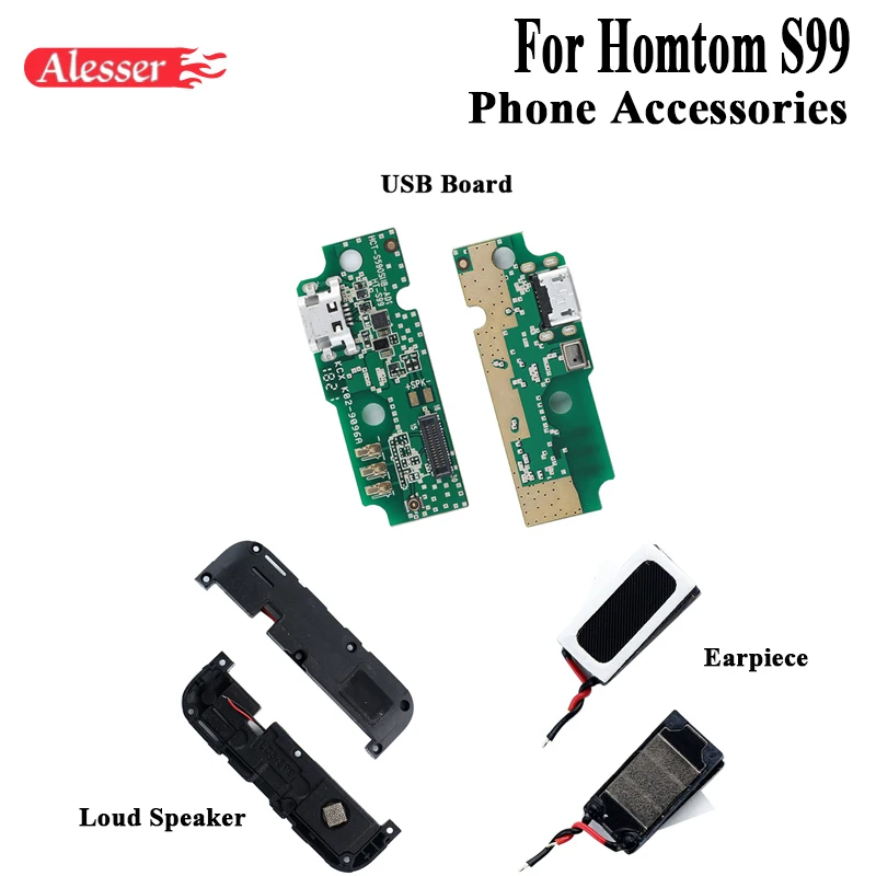 

Alesser For Homtom S99 USB Plug Charge Board Loud Speaker Assembly For Homtom S99 Earpiece Mobile Phone Accessories High Quality