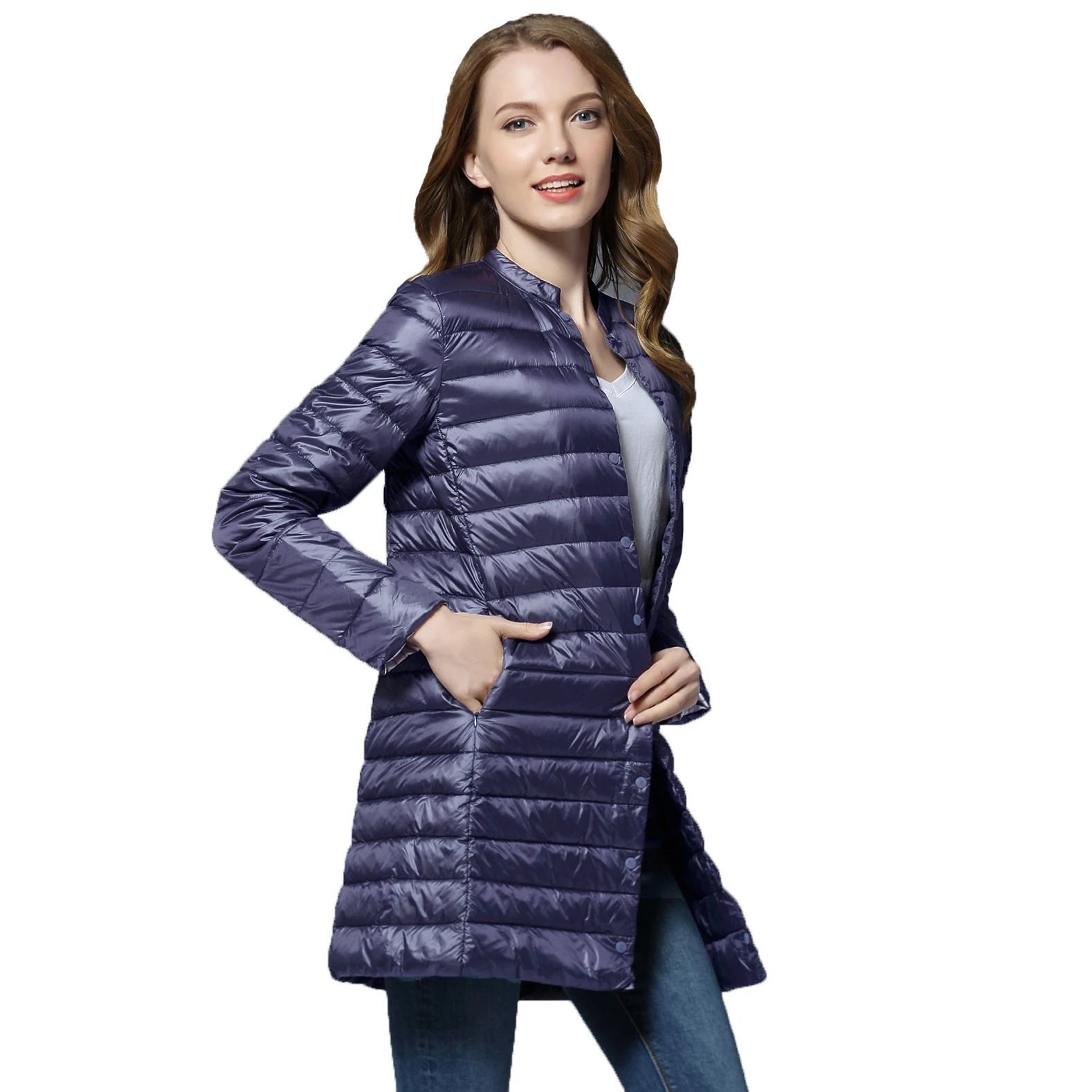 New Women Fashion Spring Padded Warm Coat Ultra Light Duck Down Jacket Long Overcoat Autumn dam fishing reels