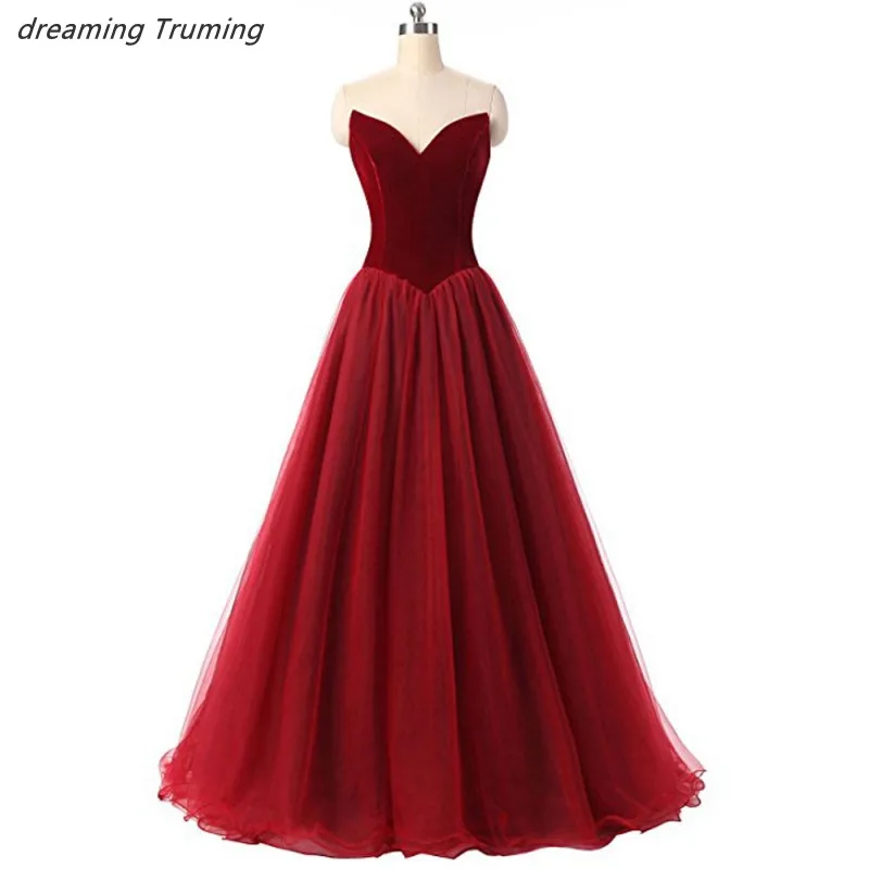 

Unique Burgundy Prom Dresses 2019 Custom Made Sweetheart Sleeveless Women Flattered Fitted Wine Red Velvet Evening Party Gowns