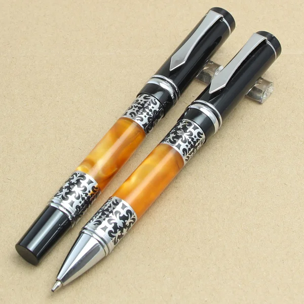 

Bookworm 675 Best Design Amber Celluloid Kawaii Flower Pattern Roller Ball Pen / Ballpoint Pen