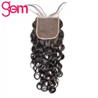 Water Wave Lace ปิดอัญมณีความงามผมฟรีมือผูก Remy ผมปิดลูกไม้สวิสผม 8 "- 20" 1 ชิ้น
