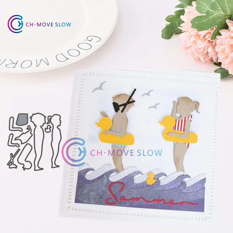 

2019 New Arrival CH Swimming couple Stencil Metal Cutting Dies For Scrapbooking Practice Hands-on DIY Album Decor Card Craft Die