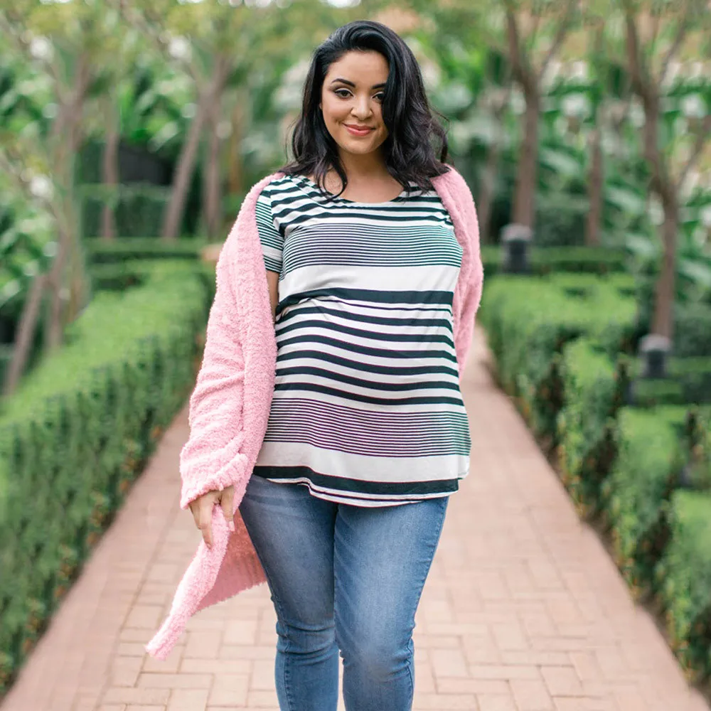 Pregnant Womens Coat Maternity Nursing Plush Coat Outwear Winter Long