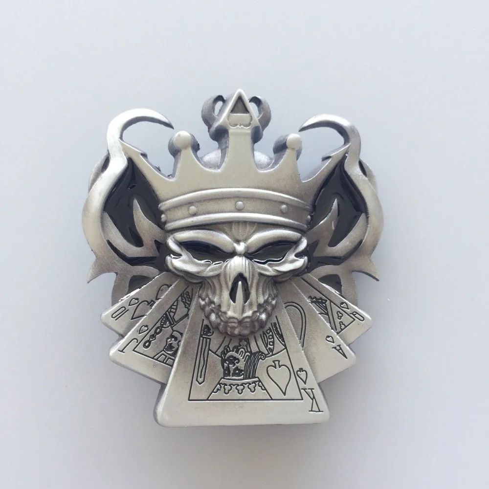 New Vintage Emo Skull Royal Flush Poker Casino Enamel Belt Buckle also