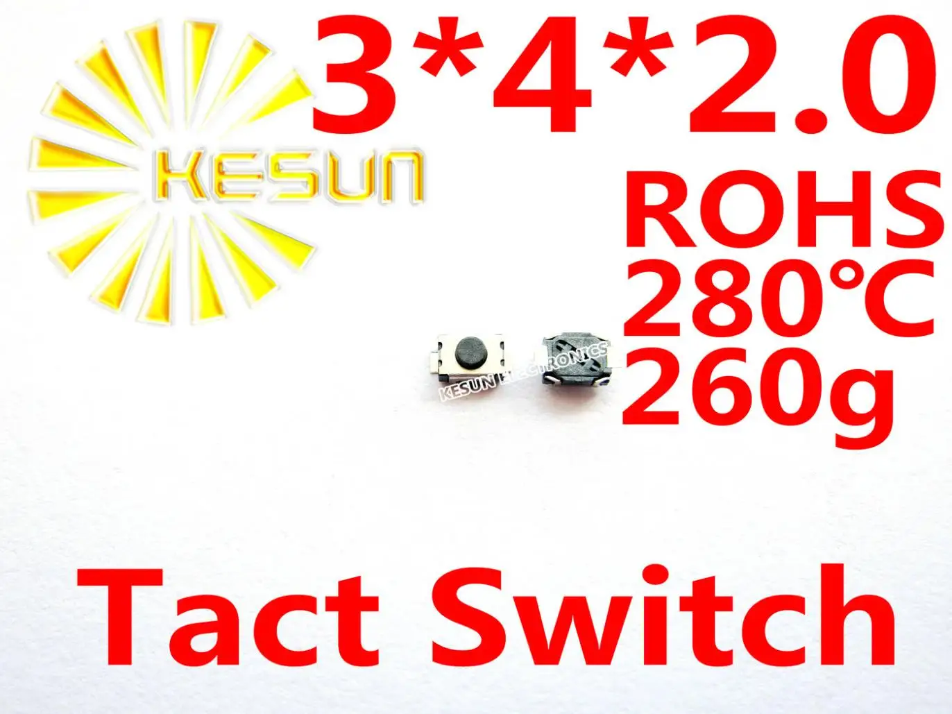 

1000 шт. SMT 3X4X2.0MM 2-контактный тактовый Кнопочный микропереключатель мгновенного действия ROHS