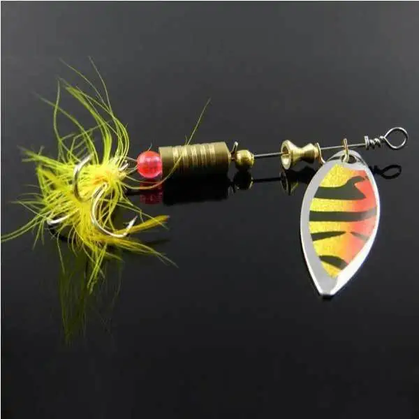 VeryOne Metal Paillette Spinner Baits Feather Fishing Lure Hook | Спорт и развлечения