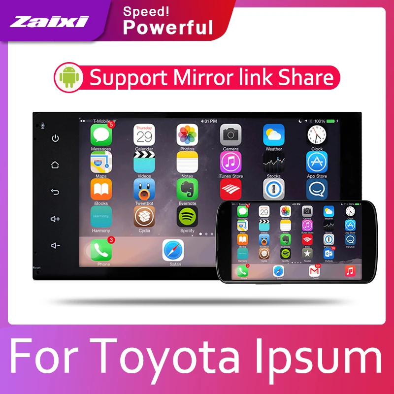Sale ZaiXi Android 2 Din Car radio Multimedia Video Player auto Stereo GPS MAP For Toyota Ipsum 2001~2009 Media Navi Navigation 3