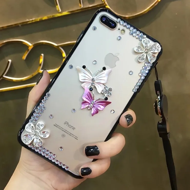 

BotexBling Luxury DIY crystal rhinestone flower case for samsung note9 s9 plus s8 plus s7 edge s6 edge note8 note5 gem cover