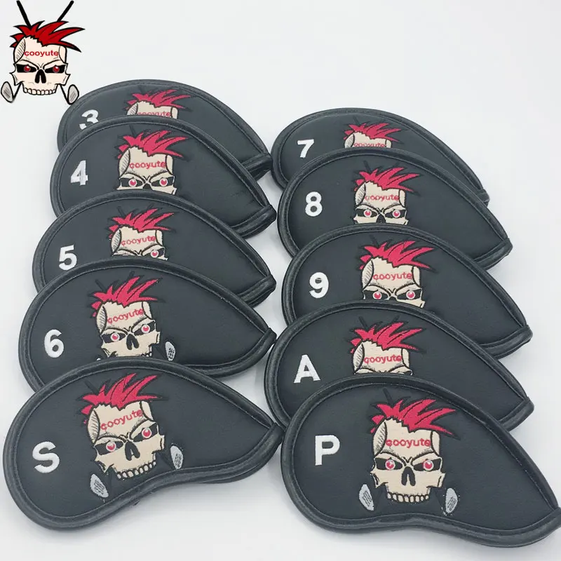 New Original Golf headcover skull PU Golf irons headcover Unisex black