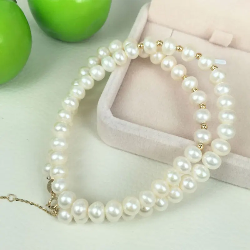 

Robira Baroque freshwater Pearl Bracelet Women 18K Gold Double Layers Charm Bracelets Bangles Women Fashion Jewelry
