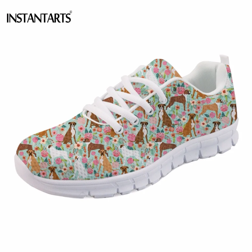 

INSTANTARTS Brand Design Women Spring Sneakers Cute Puppies Boxer Dog Print Women's Lace-up Flats Shoes Casual Walking Footwear