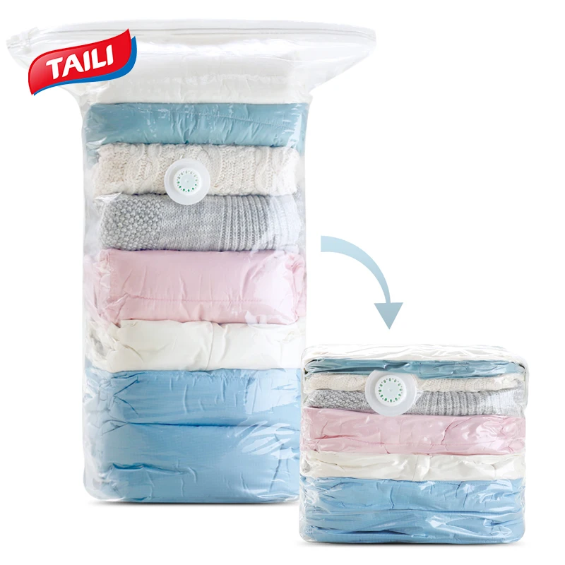 

Three-Dimensional Vacuum Bags For Clothes No Pump Needed Hand Pressure Storage Bag Closet Clothing Organizer Space Saving Bag