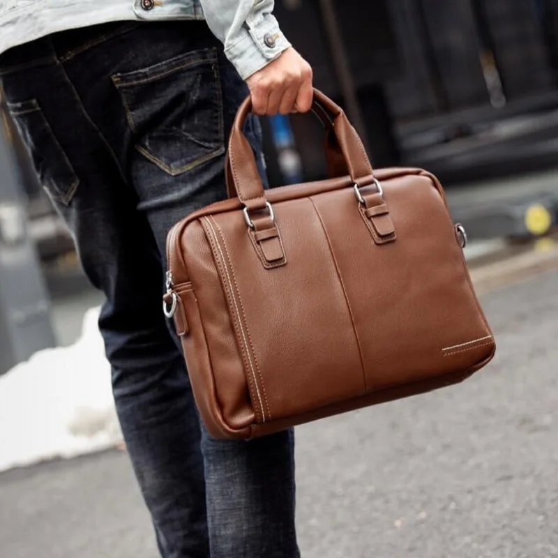 Briefcase Male PU Leather Bags Men For Documents Laptop Bag Leather
