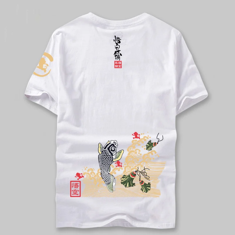 Estilo japonés Verano hombres marca ropa moda carpa pez manga corta Estilo japonés Verano hombres marca ropa moda carpa pez manga corta