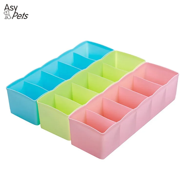 

AsyPets 5 Cells Plastic Storage Box Tie Bra Socks Underwear Drawer Cosmetic Stationery Divider Tidy Organizer-25