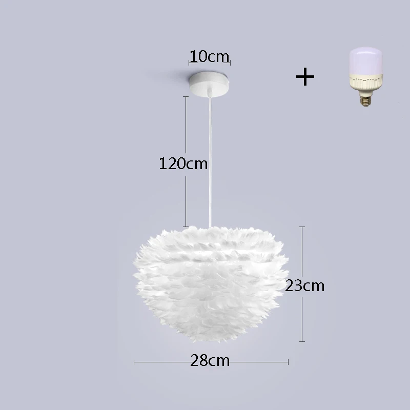 Подвесной светильник с перьями, романтическая Подвесная лампа, нордический гусиный пух, подвесной светильник, художественный декор для столовой, кухни, Домашний Светильник, светильники - Цвет корпуса: white-s