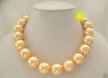 

Jewelry Huge 18mm Yellow South Sea Shell Pearl Round Necklace 17"AAA++