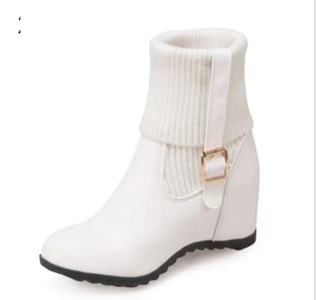 

Shoes Woman Laides Plus Size 22-62 Zapatos Mujer Winter Fashion Girls Buckle Women Pumps Height Increasing Ankle Boots G61166