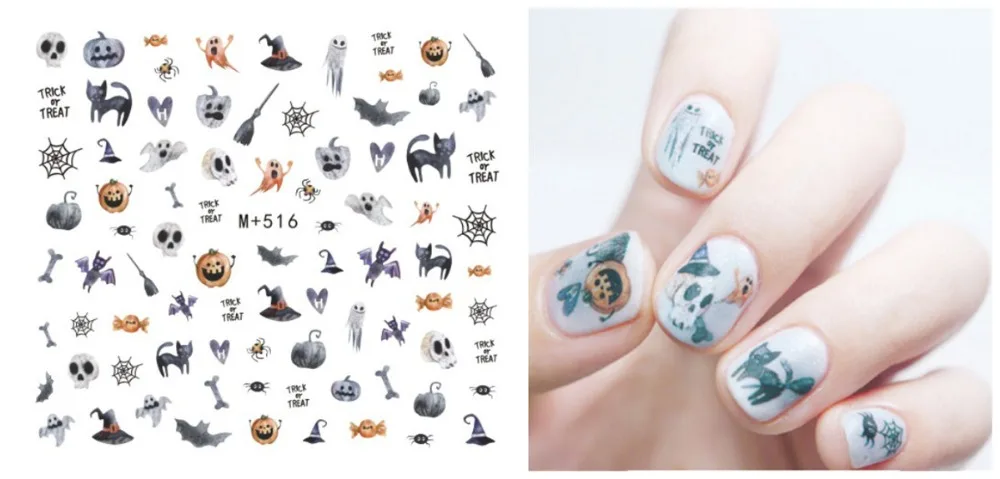 Фабрика дизайн ногтей Рождественская наклейка для ногтей обертки для ногтей рождественские татуировки для ногтей Holloween Таро Тыква призрак накладные ногти 1000 шт