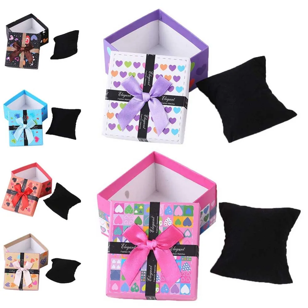 

Colorful Bowknot Watch Box Organizer Carton Innovative Gift Packaging Jewelry Ring Box Gift Storage Case