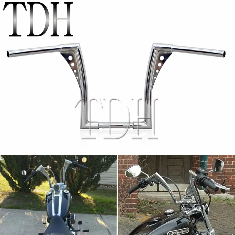 

Chrome Custom Motorcycle Handlebar Ape Hanger 1-1/4" Fat Bar 12" Rise 30-1/2" Wide Drag Bars for Harley Sportster Touring Dyna