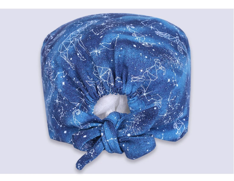 Sky Stars Surgical Caps Nurse Scrub Hat Cotton Tieback with Sweatband Hospital OR Veterinary Surgeon Work Skull Hats