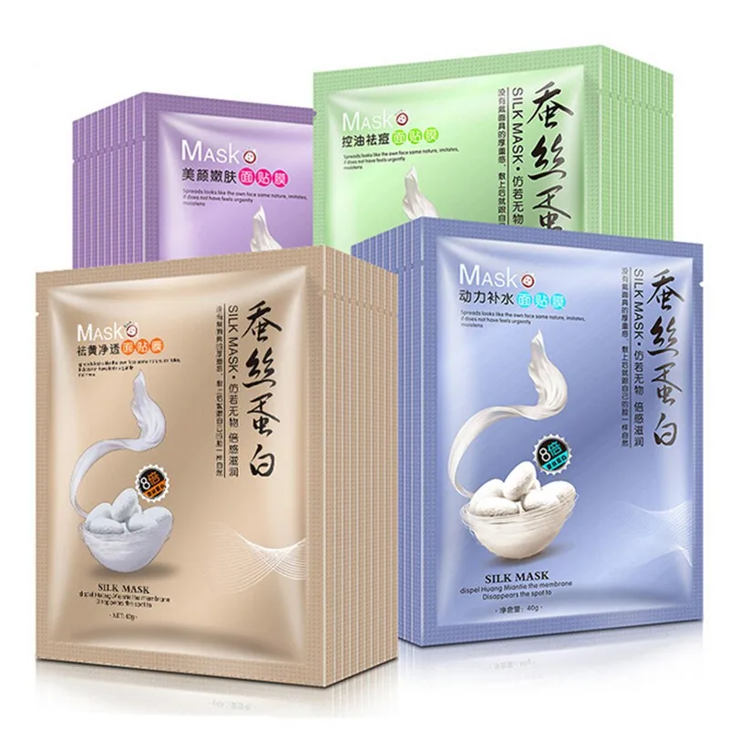 

1Pc Face Facial Mask Maquiagem Silk Protein Moisturizing Replenishmen Mask Oil Control Whitening Skin Wrinkle Acne Filling Water