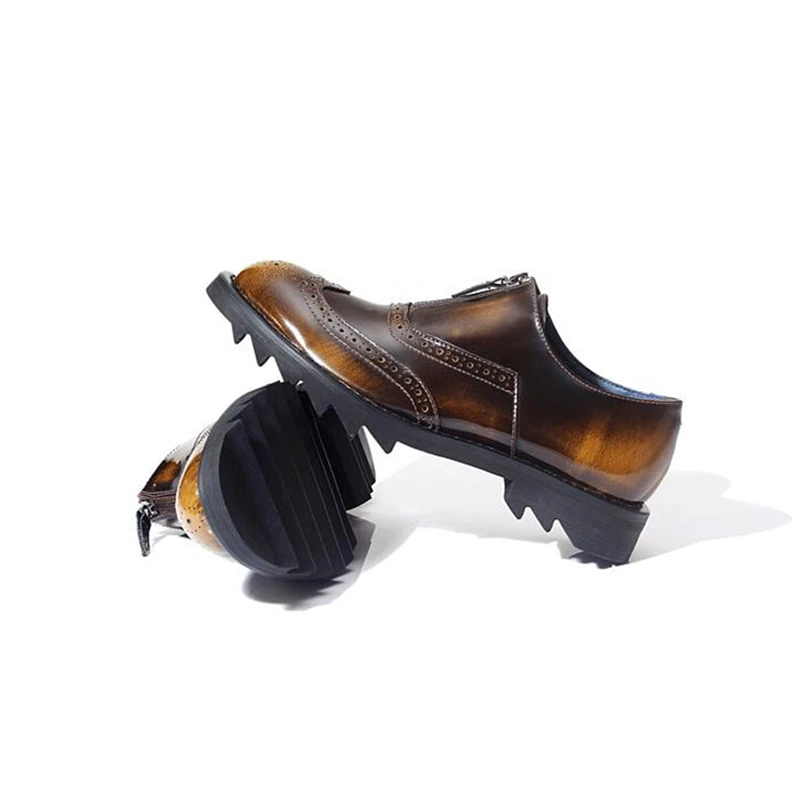 Clearance Sale US 10 Men Genuine Leather Wing Tips Carved Brogue Shoes Business Man Zipper Dress Shoes Thick Heel Oxfords Clearance Sale US 10 Men Genuine Leather Wing Tips Carved Brogue Shoes Business Man Zipper Dress Shoes Thick Heel Oxfords