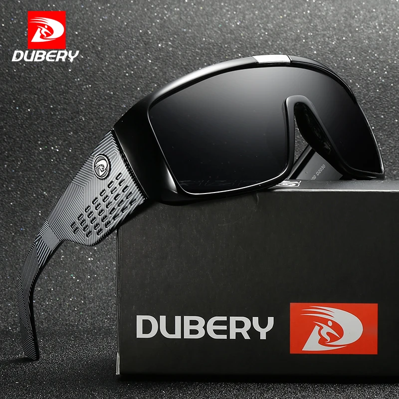 

DUBERY Big Wide Leg Sunglasses Men Sports Protective Goggles Oversized Sun Glasses For Men Retro Frame Reflective Coating UV400
