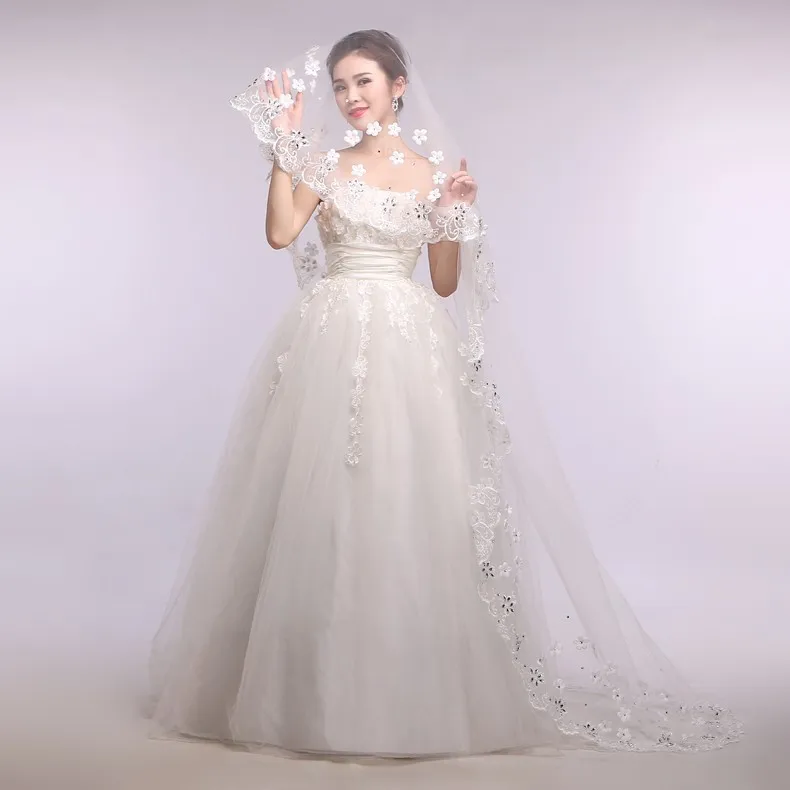 2015 New Arrival Bridal Veils White Floor Length L...
