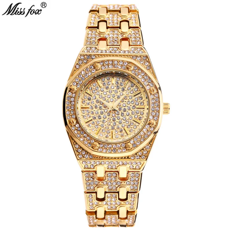 

Montre Femme Miss Fox Women Watch Luxury Brand Fashion Waterproof Crystal Diamond Quartz Wristwatch Clock Gold Relogio Feminino